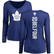 Ed Belfour Women's Toronto Maple Leafs Backer V-Neck Long-Sleeve T-Shirt - Royal