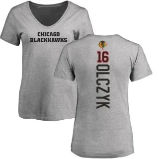 Ed Olczyk Women's Chicago Blackhawks Backer T-Shirt - Ash