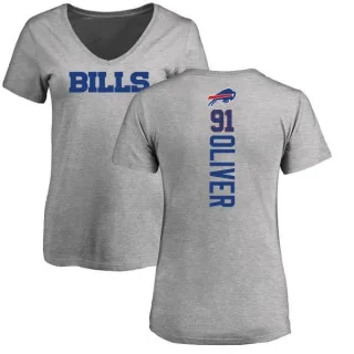 Ed Oliver Women's Buffalo Bills Backer V-Neck T-Shirt - Ash