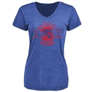 Eddie Giacomin Women's New York Rangers Insignia Tri-Blend T-Shirt - Royal