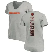 Eddie Jackson Women's Chicago Bears Backer V-Neck T-Shirt - Ash