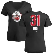 Eddie Mio Women's Edmonton Oilers Name and Number Banner Wave V-Neck T-Shirt - Black