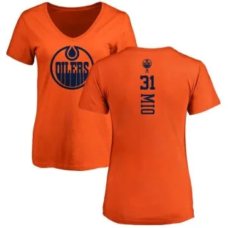 Eddie Mio Women's Edmonton Oilers One Color Backer Slim Fit V-Neck T-Shirt - Orange