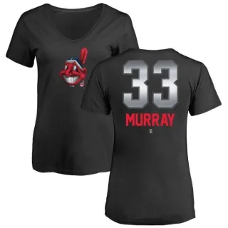 Eddie Murray Women's Cleveland Indians Midnight Mascot V-Neck T-Shirt - Black