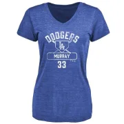 Eddie Murray Women's Los Angeles Dodgers Base Runner Tri-Blend T-Shirt - Royal