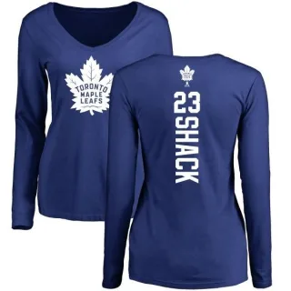 Eddie Shack Women's Toronto Maple Leafs Backer V-Neck Long-Sleeve T-Shirt - Royal