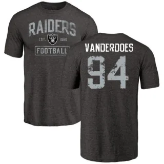 Eddie Vanderdoes Oakland Raiders Black Distressed Name & Number Tri-Blend T-Shirt