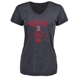 Eduardo Nunez Women's Boston Red Sox Base Runner Tri-Blend T-Shirt - Navy