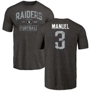 EJ Manuel Oakland Raiders Black Distressed Name & Number Tri-Blend T-Shirt