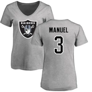 EJ Manuel Women's Oakland Raiders Name & Number Logo Slim Fit T-Shirt - Ash