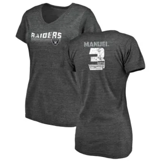 EJ Manuel Women's Oakland Raiders Retro Tri-Blend V-Neck T-Shirt - Black