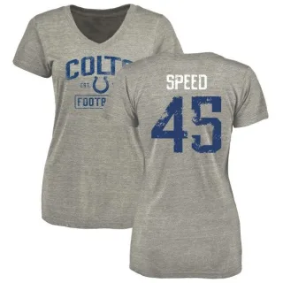 E.J. Speed Women's Indianapolis Colts Heather Gray Distressed Name & Number Tri-Blend V-Neck T-Shirt