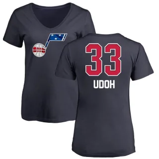 Ekpe Udoh Women's Utah Jazz Navy Name and Number Banner Wave V-Neck T-Shirt