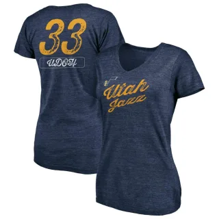 Ekpe Udoh Women's Utah Jazz Navy Sideline Tri-Blend V-Neck T-Shirt