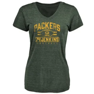 Elgton Jenkins Women's Green Bay Packers Flanker Tri-Blend T-Shirt - Green