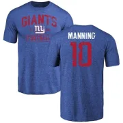 Eli Manning New York Giants Distressed Name & Number Tri-Blend T-Shirt - Royal