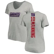 Eli Manning Women's New York Giants Backer V-Neck T-Shirt - Ash