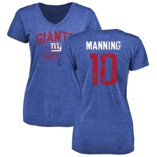 Eli Manning Women's New York Giants Distressed Name & Number Tri-Blend T-Shirt - Royal