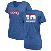 Eli Manning Women's New York Giants Retro Tri-Blend V-Neck T-Shirt - Royal