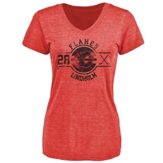 Elias Lindholm Women's Calgary Flames Insignia Tri-Blend T-Shirt - Red