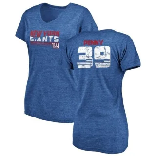 Elijhaa Penny Women's New York Giants Retro Tri-Blend V-Neck T-Shirt - Royal