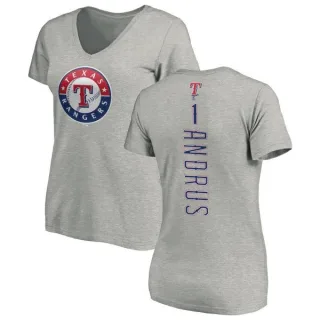 Elvis Andrus Women's Texas Rangers Backer Slim Fit T-Shirt - Ash