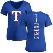 Elvis Andrus Women's Texas Rangers Backer Slim Fit T-Shirt - Royal