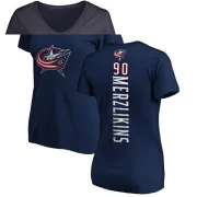 Elvis Merzlikins Women's Columbus Blue Jackets Backer T-Shirt - Navy