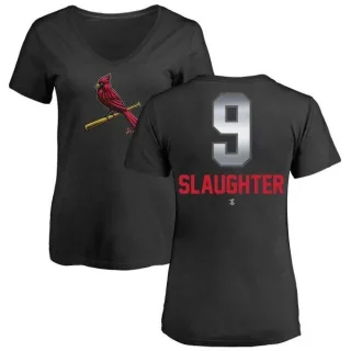 Enos Slaughter Women's St. Louis Cardinals Midnight Mascot V-Neck T-Shirt - Black