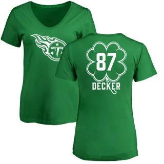 Eric Decker Women's Tennessee Titans Green St. Patrick's Day Name & Number V-Neck T-Shirt