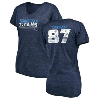 Eric Decker Women's Tennessee Titans Retro Tri-Blend V-Neck T-Shirt - Navy