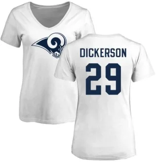 Eric Dickerson Women's Los Angeles Rams Name & Number Logo Slim Fit T-Shirt - White