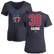 Eric Gagne Women's Los Angeles Dodgers Name and Number Banner Wave V-Neck T-Shirt - Navy