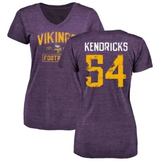 Eric Kendricks Women's Minnesota Vikings Purple Distressed Name & Number Tri-Blend V-Neck T-Shirt