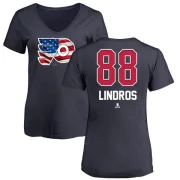 Eric Lindros Women's Philadelphia Flyers Name and Number Banner Wave V-Neck T-Shirt - Navy