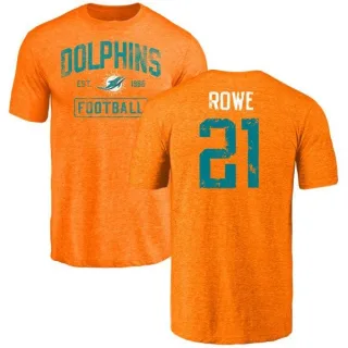 Eric Rowe Miami Dolphins Orange Distressed Name & Number Tri-Blend T-Shirt
