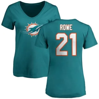 Eric Rowe Women's Miami Dolphins Name & Number Logo Slim Fit T-Shirt - Aqua