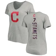 Eric Stamets Women's Cleveland Indians Backer Slim Fit T-Shirt - Ash