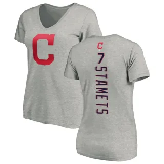 Eric Stamets Women's Cleveland Indians Backer Slim Fit T-Shirt - Ash