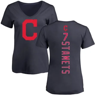 Eric Stamets Women's Cleveland Indians Backer Slim Fit T-Shirt - Navy