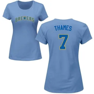 Eric Thames Women's Milwaukee Brewers Name & Number T-Shirt - Light Blue