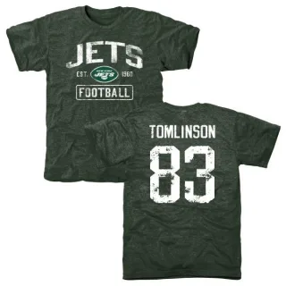 Eric Tomlinson New York Jets Green Distressed Name & Number Tri-Blend T-Shirt