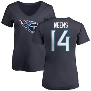 Eric Weems Women's Tennessee Titans Name & Number Logo Slim Fit T-Shirt - Navy