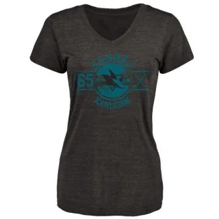 Erik Karlsson Women's San Jose Sharks Insignia Tri-Blend T-Shirt - Black