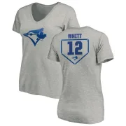 Ernie Whitt Women's Toronto Blue Jays RBI Slim Fit V-Neck T-Shirt - Heathered Gray