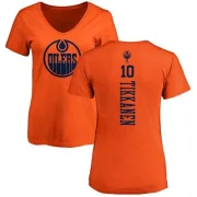 Esa Tikkanen Women's Edmonton Oilers One Color Backer Slim Fit V-Neck T-Shirt - Orange