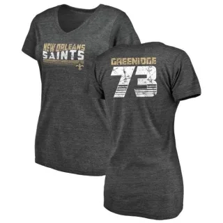 Ethan Greenidge Women's New Orleans Saints Retro Tri-Blend V-Neck T-Shirt - Black