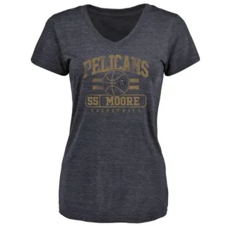 E'Twaun Moore Women's New Orleans Pelicans Navy Baseline Tri-Blend T-Shirt