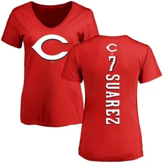 Eugenio Suarez Women's Cincinnati Reds Backer Slim Fit T-Shirt - Red