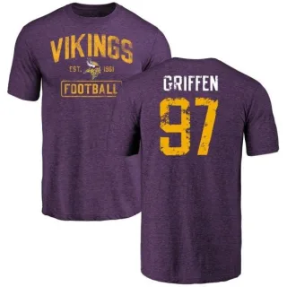 Everson Griffen Minnesota Vikings Purple Distressed Name & Number Tri-Blend T-Shirt